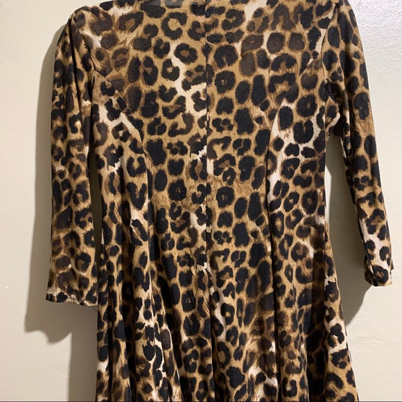 Leopard Print Size L with Shoulder Pads 3/4 Sleeve Brown Black Cream - Picture 3 of 7